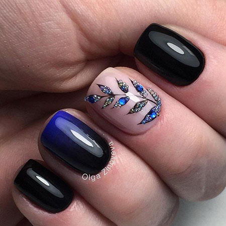 Dark Blue Elegant Nail Art, Blue Manicure Design New