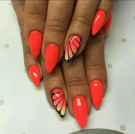 Manicure Red Butterfly Summer