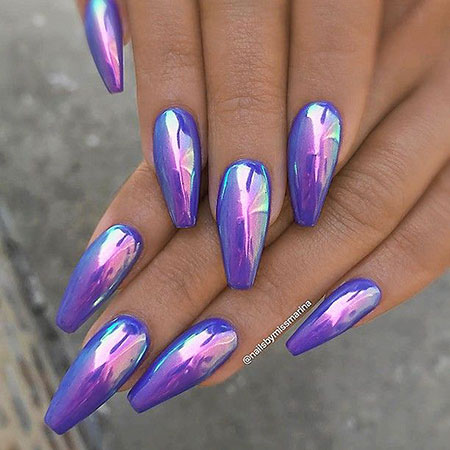 Purple Long Nails, Long Stiletto Gel Trend