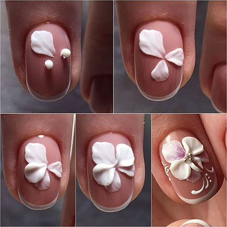 Cute and Classy Nails, Flowers 3D Fabric Manicure