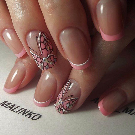 Nude Color Butterfly Themed Nails, Manicure Love Styles Winter