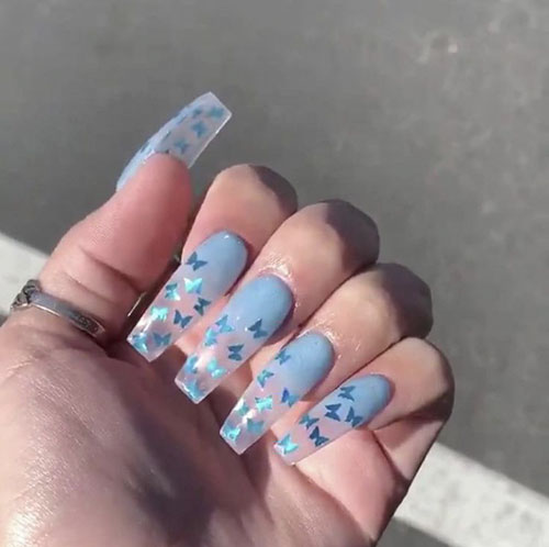 Blue Nails Acrylic